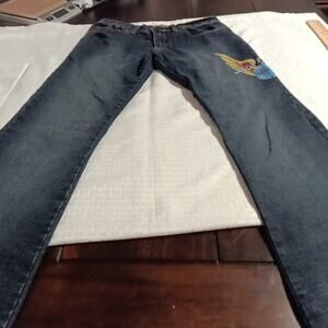 Lady Enyce Jeans Wide Leg Y2K 90s Hip Hop Streetwear Size 7 Women's Blue Denim